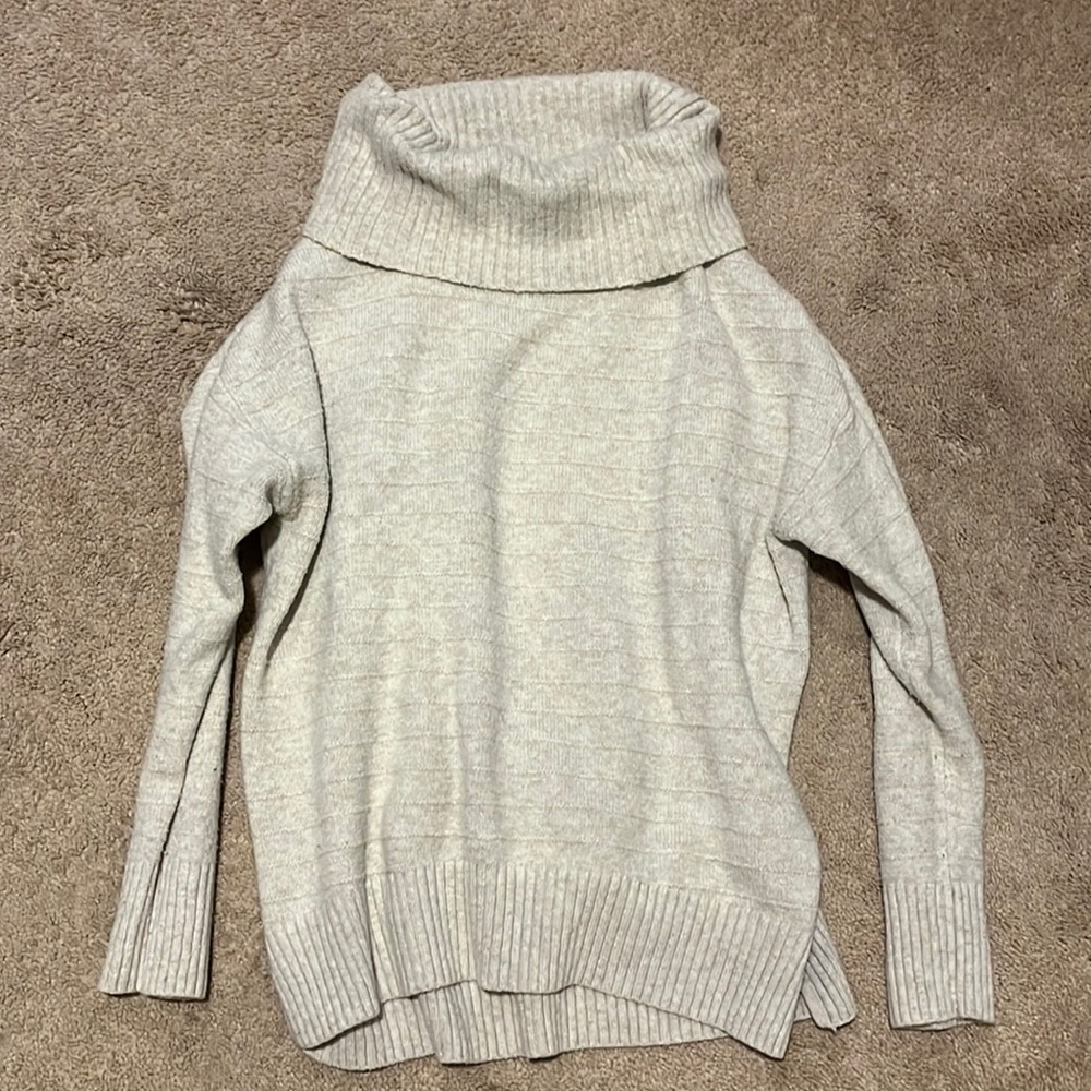tan cowl neck/turtle neck sweater